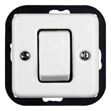 Elhard - Ceramic retro 4-way switch with wide rocker, frameless, No. 7, white