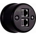 Elhard - Ceramic Retro Data Outlet 2x RJ45, Black