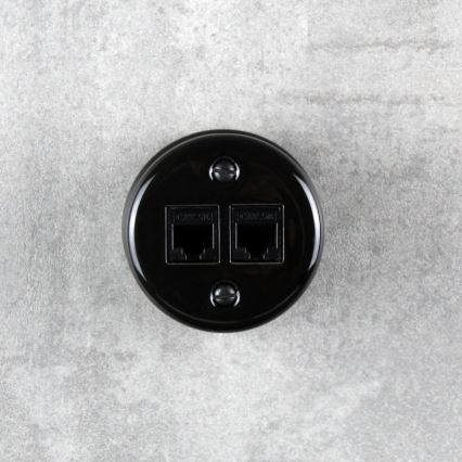 Elhard - Ceramic Retro Data Outlet 2x RJ45, Black