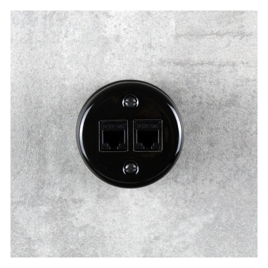 Elhard - Ceramic Retro Data Outlet 2x RJ45, Black