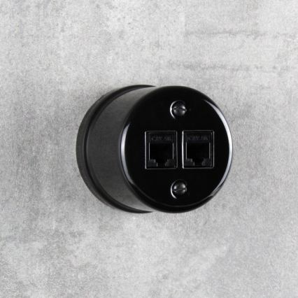 Elhard - Ceramic Retro Data Outlet 2x RJ45, Black