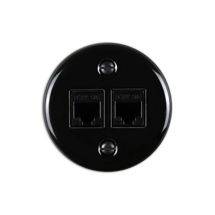 Elhard - Ceramic Retro Data Outlet 2x RJ45, Black
