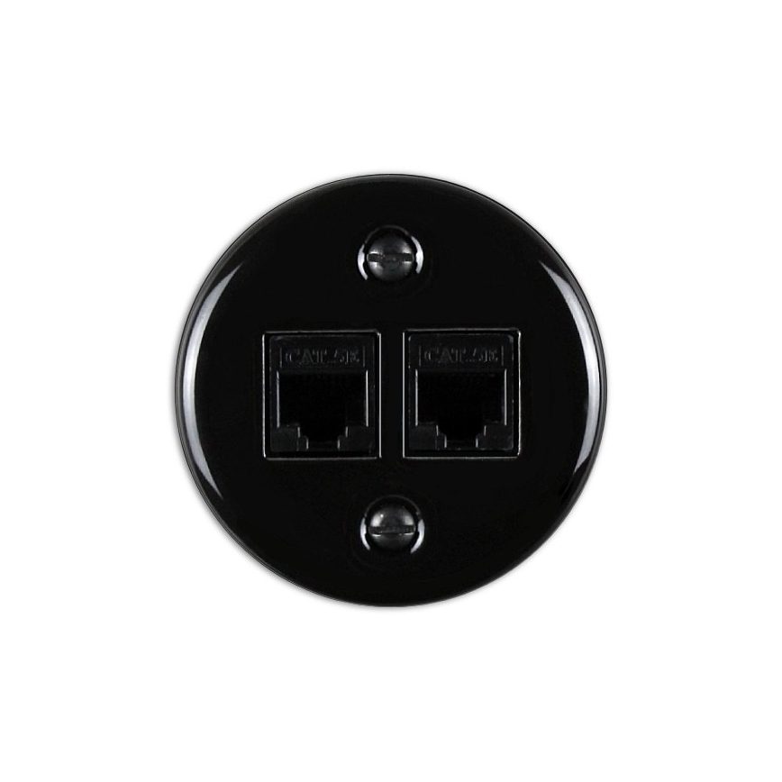 Elhard - Ceramic Retro Data Outlet 2x RJ45, Black