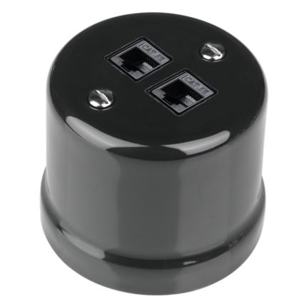 Elhard - Ceramic Retro Data Outlet 2x RJ45, Black