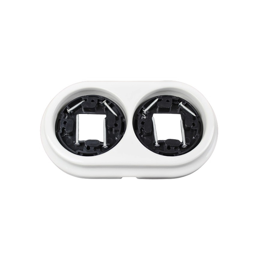 Elhard - Ceramic Retro Double Frame, White