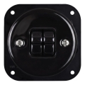 Elhard - Ceramic Retro Double-Gang Staircase Rocker Switch, Frameless, No. 6+6, Black