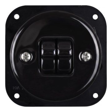 Elhard - Ceramic Retro Double-Gang Staircase Rocker Switch, Frameless, No. 6+6, Black