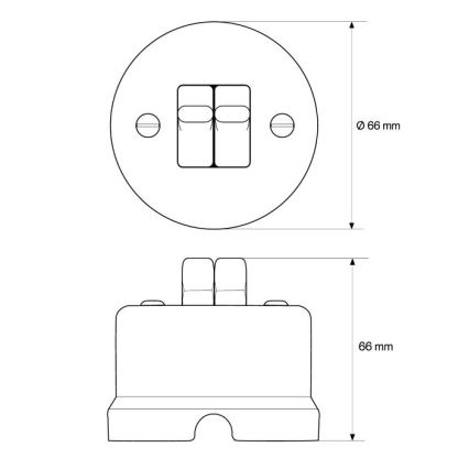 Elhard - Ceramic Retro Double-Gang Staircase Switch with Lever, No. 6+6, Black