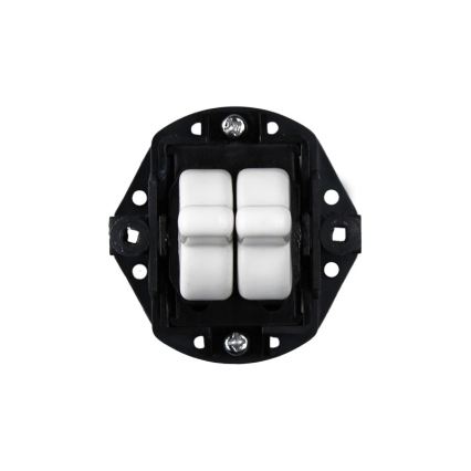 Elhard - Ceramic Retro Double-Gang Stairway Switch with Toggle No. 6+6, White