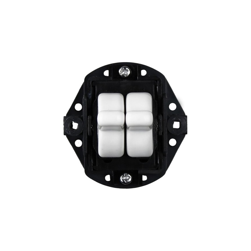 Elhard - Ceramic Retro Double-Gang Stairway Switch with Toggle No. 6+6, White