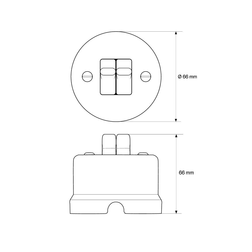 Elhard - Ceramic Retro Double-Gang Stairway Switch with Toggle No. 6+6, White