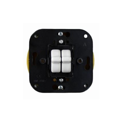 Elhard - Retro ceramic double staircase switch with toggle lever, frameless, No. 6+6, white