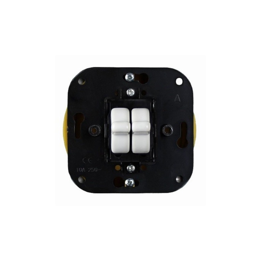 Elhard - Retro ceramic double staircase switch with toggle lever, frameless, No. 6+6, white