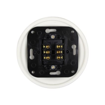 Elhard - Retro ceramic double staircase switch with toggle lever, frameless, No. 6+6, white