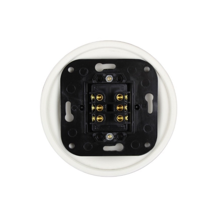 Elhard - Retro ceramic double staircase switch with toggle lever, frameless, No. 6+6, white