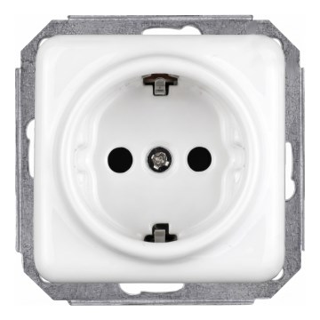 Elhard - Ceramic Retro Frameless SCHUKO Household Socket 230V White