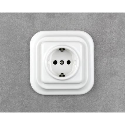Elhard - Ceramic Retro Frameless SCHUKO Household Socket 230V White
