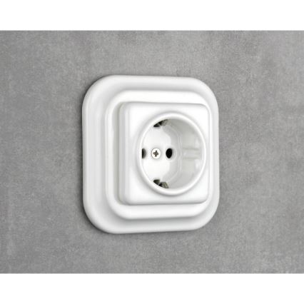 Elhard - Ceramic Retro Frameless SCHUKO Household Socket 230V White