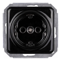 Elhard - Ceramic Retro Frameless Schuko Wall Socket 230V, Black