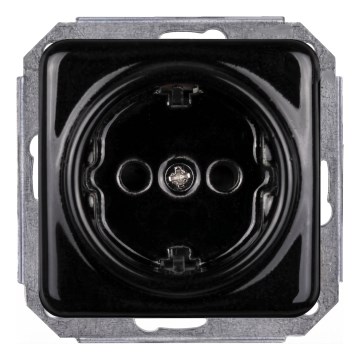 Elhard - Ceramic Retro Frameless Schuko Wall Socket 230V, Black