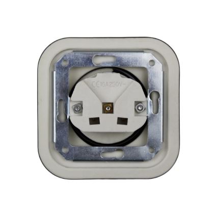 Elhard - Ceramic Retro Frameless Schuko Wall Socket 230V, Black