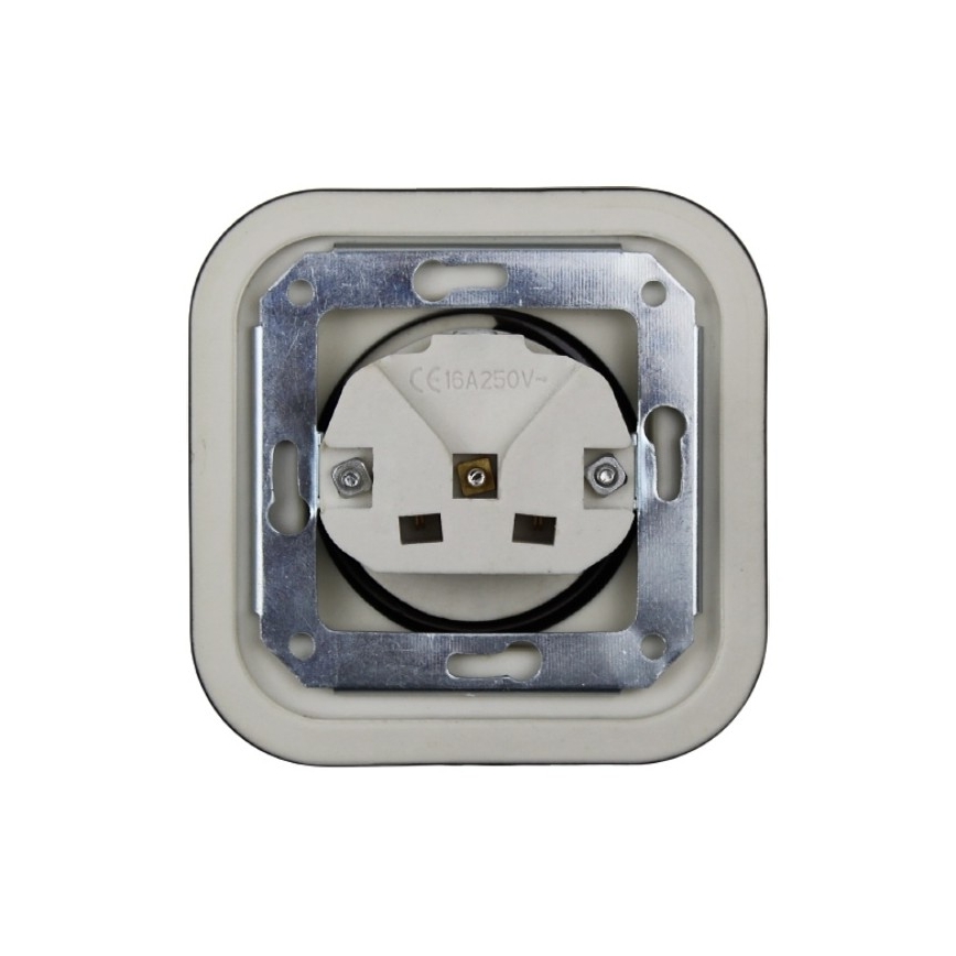 Elhard - Ceramic Retro Frameless Schuko Wall Socket 230V, Black