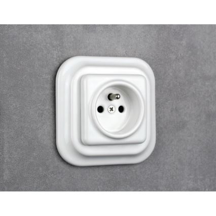 Elhard - Ceramic Retro Household Socket, Frameless, 230V, White