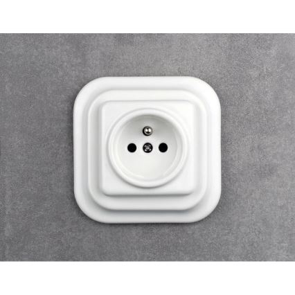 Elhard - Ceramic Retro Household Socket, Frameless, 230V, White
