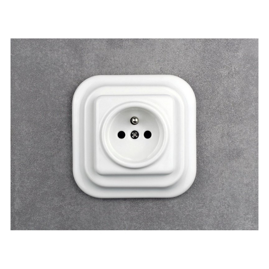 Elhard - Ceramic Retro Household Socket, Frameless, 230V, White