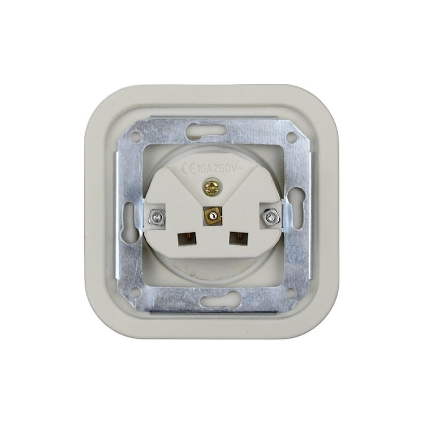 Elhard - Ceramic Retro Household Socket, Frameless, 230V, White