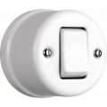 Elhard - Ceramic retro intermediate (cross) switch with wide rocker No. 7, white