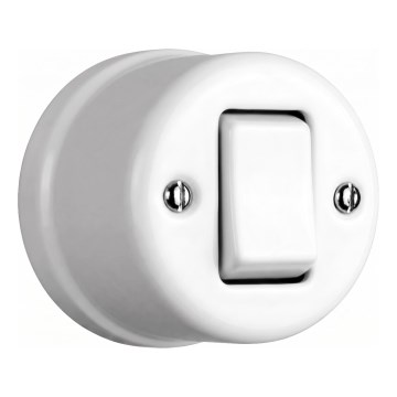 Elhard - Ceramic retro intermediate (cross) switch with wide rocker No. 7, white
