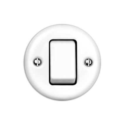 Elhard - Ceramic retro intermediate (cross) switch with wide rocker No. 7, white