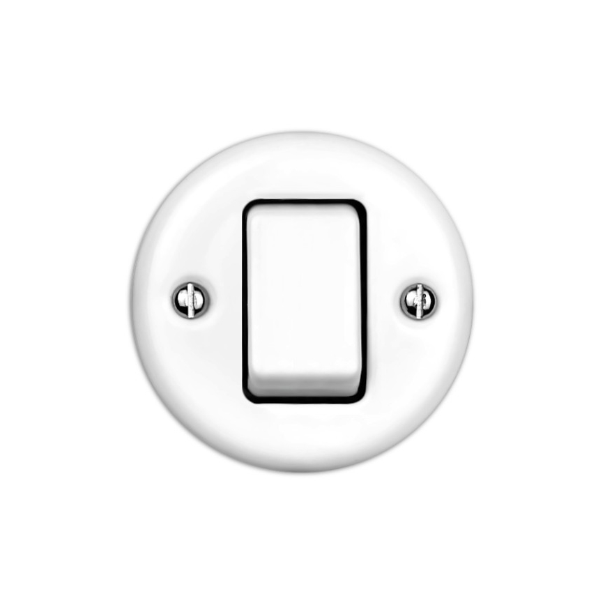 Elhard - Ceramic retro intermediate (cross) switch with wide rocker No. 7, white