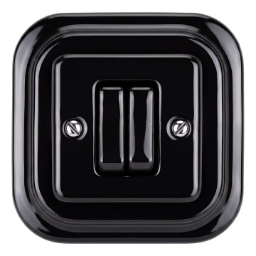 Elhard - Ceramic retro multi-gang switch with frame No. 5, black