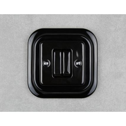 Elhard - Ceramic retro multi-gang switch with frame No. 5, black