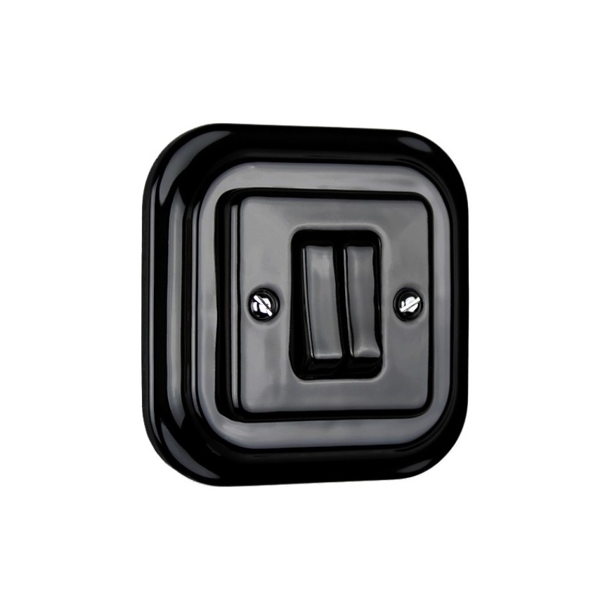 Elhard - Ceramic retro multi-gang switch with frame No. 5, black