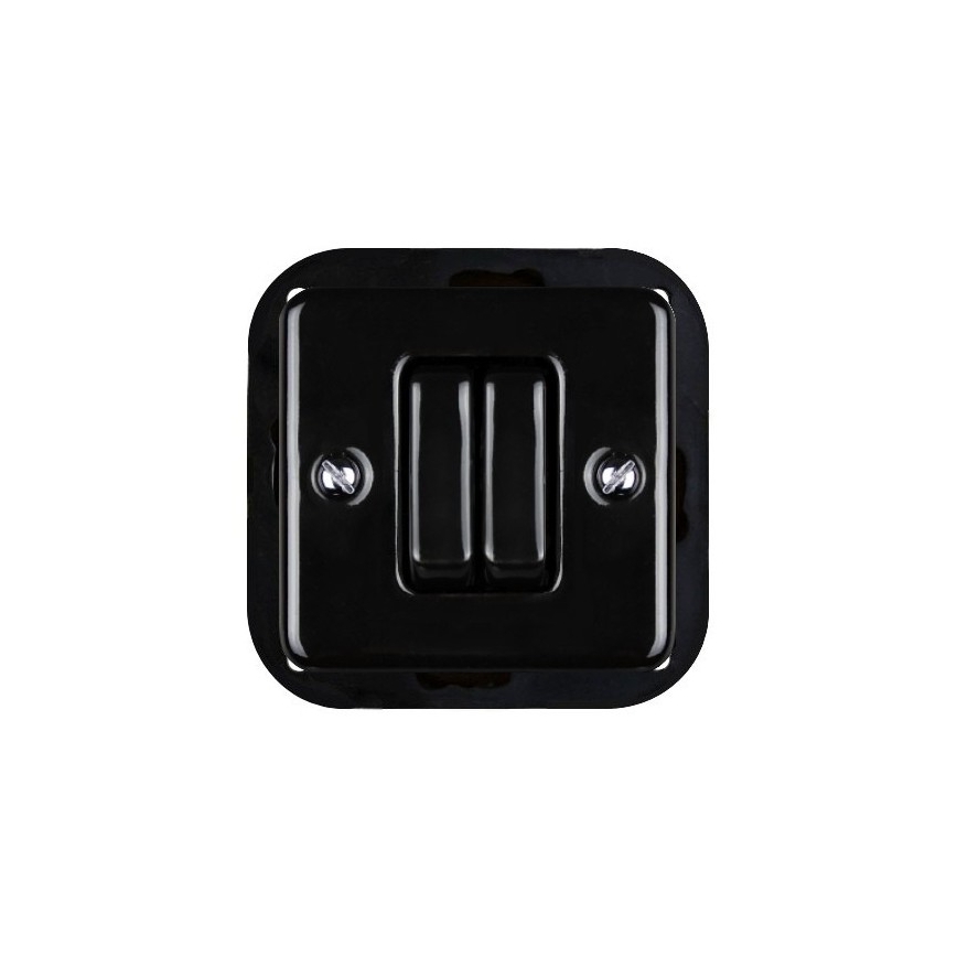 Elhard - Ceramic retro multi-gang switch with frame No. 5, black