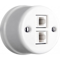 Elhard - Ceramic Retro Network Outlet 2x RJ45, White