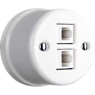 Elhard - Ceramic Retro Network Outlet 2x RJ45, White