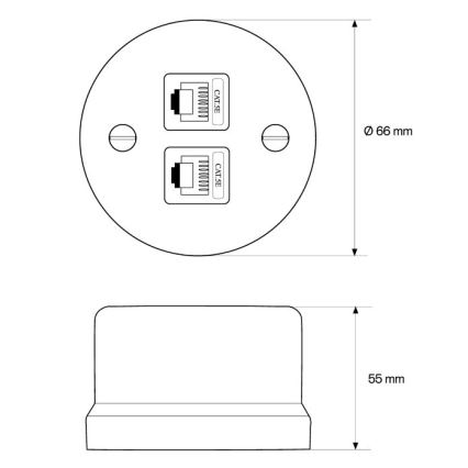 Elhard - Ceramic Retro Network Outlet 2x RJ45, White
