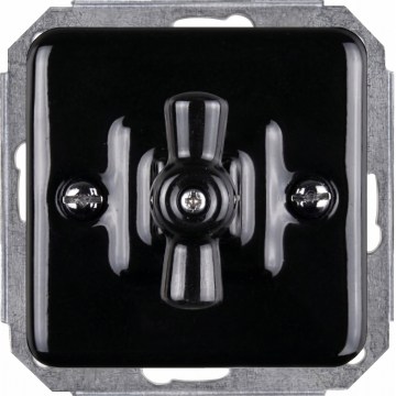 Elhard - Ceramic Retro Rotary 4-way (cross) Switch, Frameless, No. 7, Black