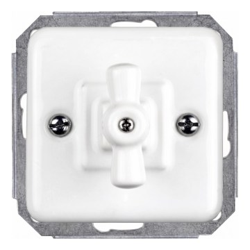 Elhard - Ceramic Retro Rotary 4-Way Switch, Frameless, No. 7, White