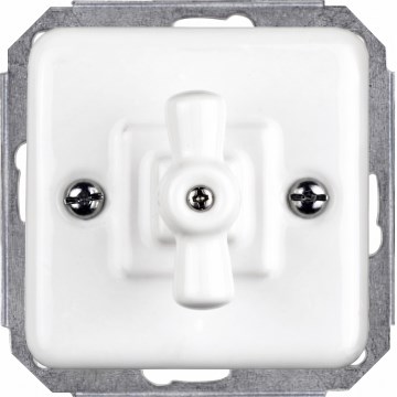 Elhard - Ceramic Retro Rotary Blind Controller, Frameless, White