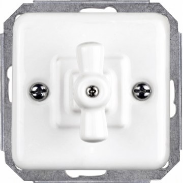 Elhard - Ceramic Retro Rotary Series Switch, Frameless, No. 5, White