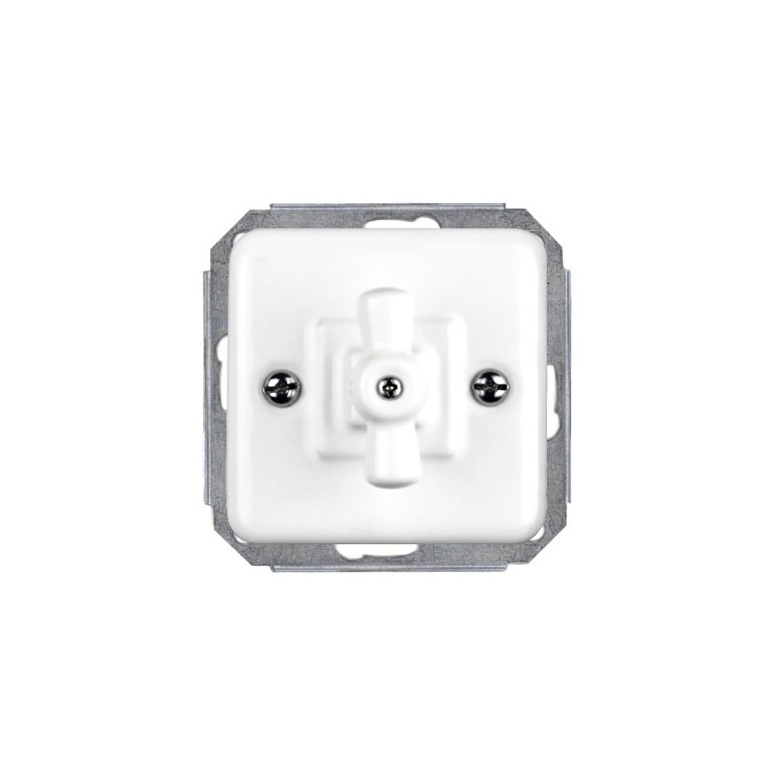 Elhard - Ceramic Retro Rotary Series Switch with Frame No. 5, White