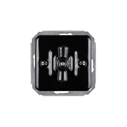 Elhard - Ceramic retro rotary staircase switch with frame No. 6, black
