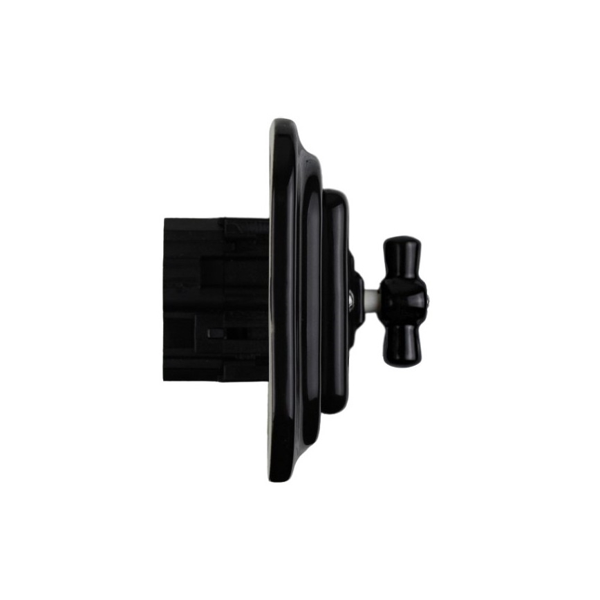 Elhard - Ceramic retro rotary staircase switch with frame No. 6, black