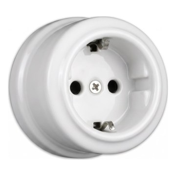 Elhard - Ceramic Retro SCHUKO 230V Household Socket White