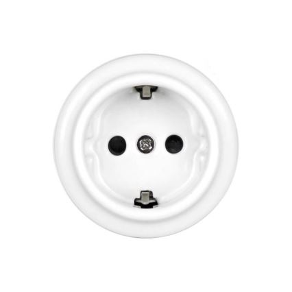 Elhard - Ceramic Retro SCHUKO 230V Household Socket White